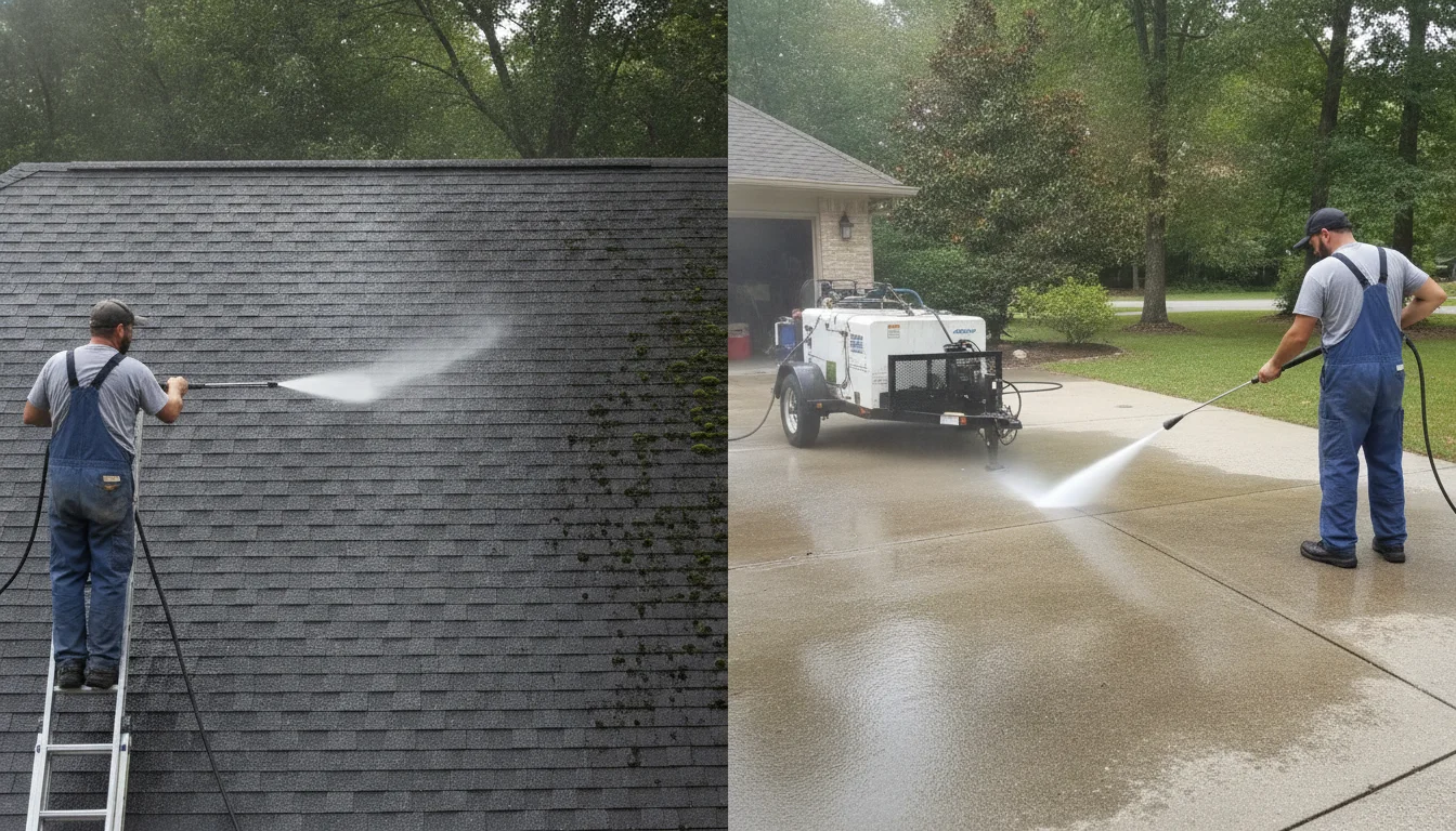 Soft wash vs pressure wash comparison — Lake Charles Pressure Washing hero image