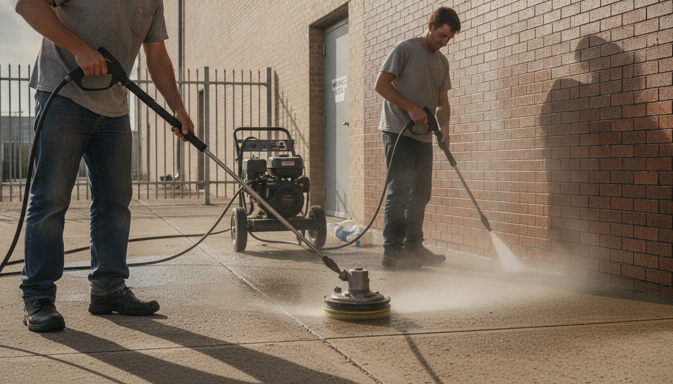 Pressure washing vs power washing guide for Lake Charles surfaces like concrete, brick, and metal