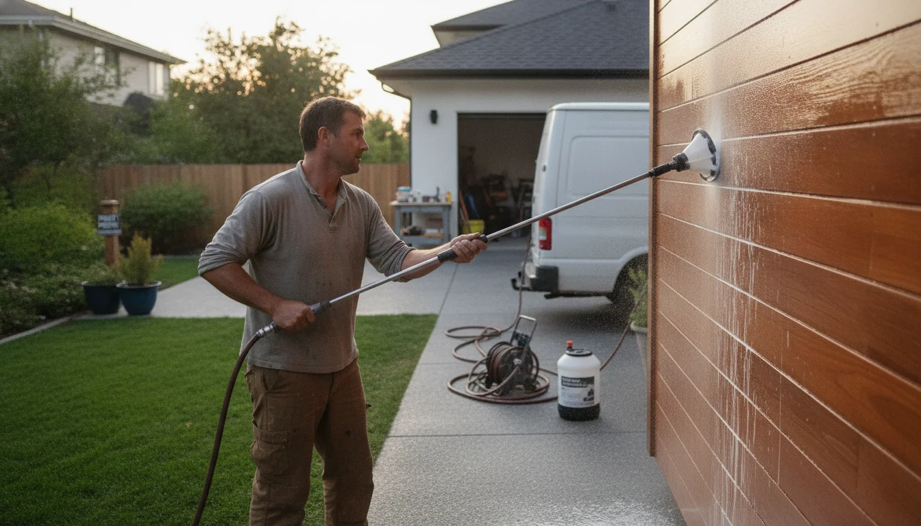 Soft washing cedar siding on a home in Lake Charles — safe cleaning approach by Lake Charles Pressure Washing